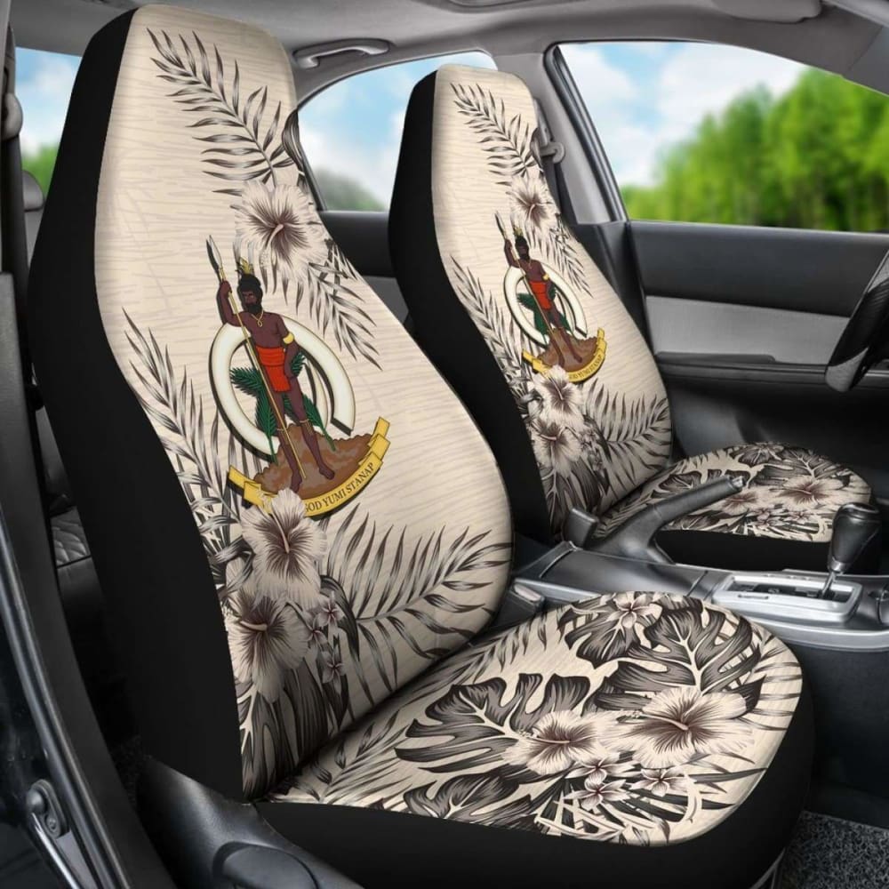 Vanuatu Car Seat Covers The Beige Hibiscus (Set Of Two) 7 232125 - YourCarButBetter