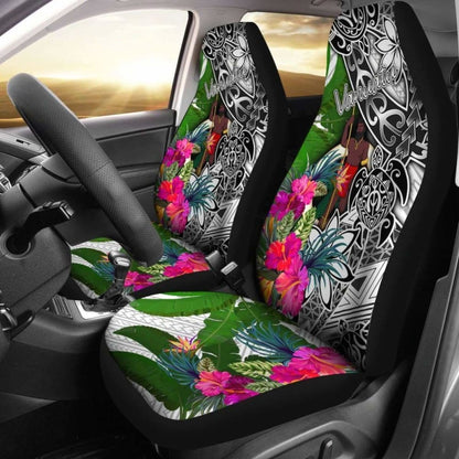 Vanuatu Car Seat Covers White - Turtle Plumeria Banana Leaf - 091114 - YourCarButBetter