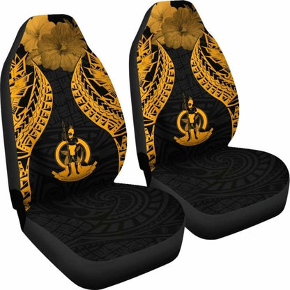 Vanuatu Polynesian Car Seat Covers Pride Seal And Hibiscus Gold - 232125 - YourCarButBetter