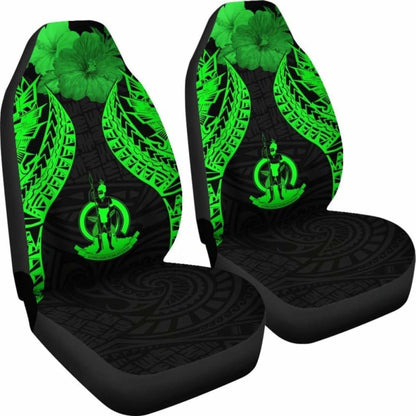 Vanuatu Polynesian Car Seat Covers Pride Seal And Hibiscus Green - 232125 - YourCarButBetter