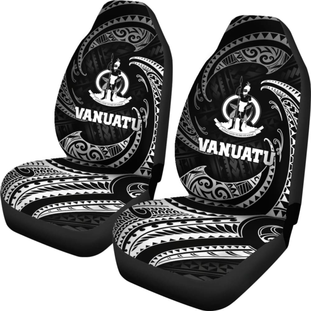 Vanuatu Polynesian Car Seat Covers - White Tribal Wave - 105905 - YourCarButBetter
