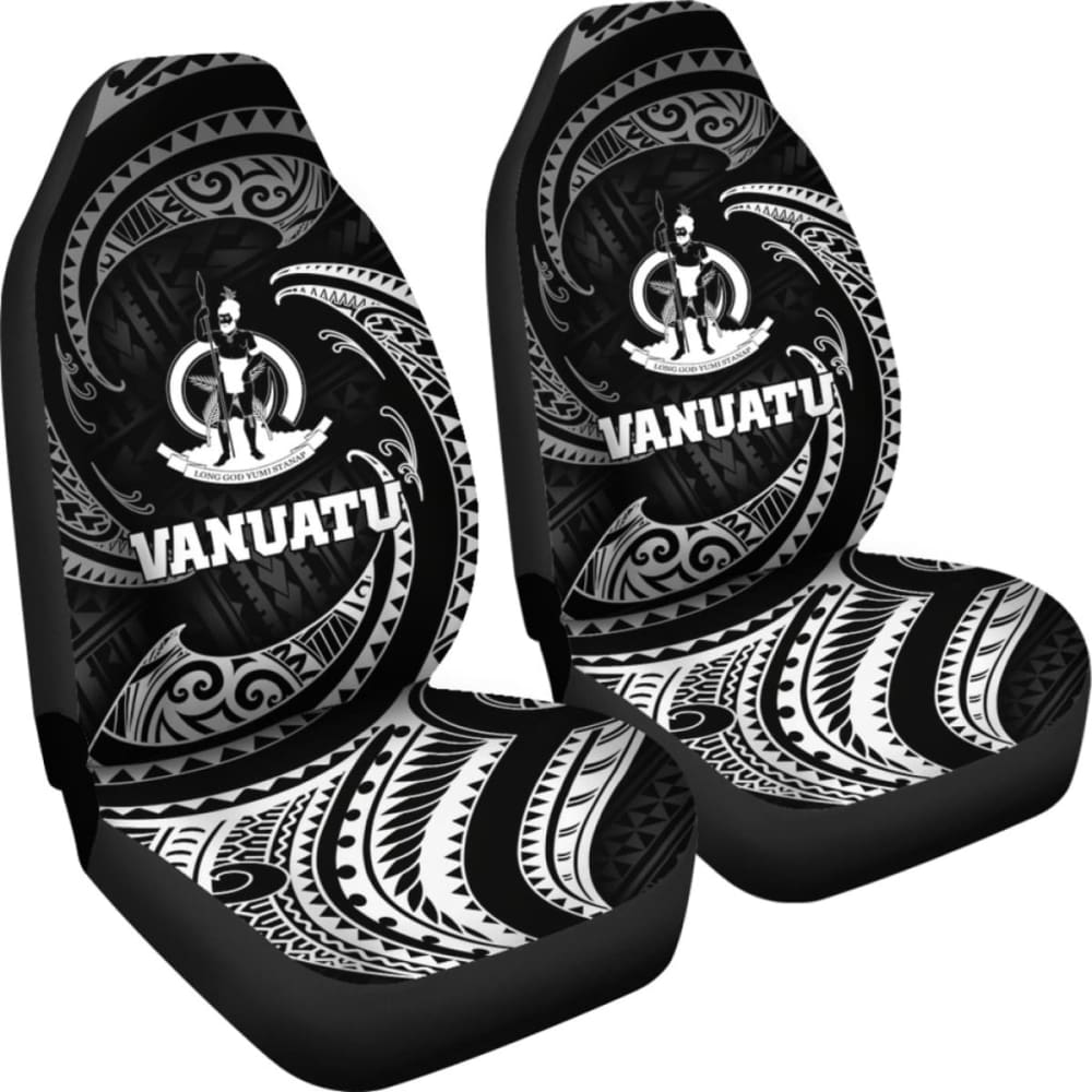 Vanuatu Polynesian Car Seat Covers - White Tribal Wave - 105905 - YourCarButBetter