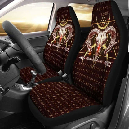 Viking Baphomet Skull Car Seat Covers 105905 - YourCarButBetter