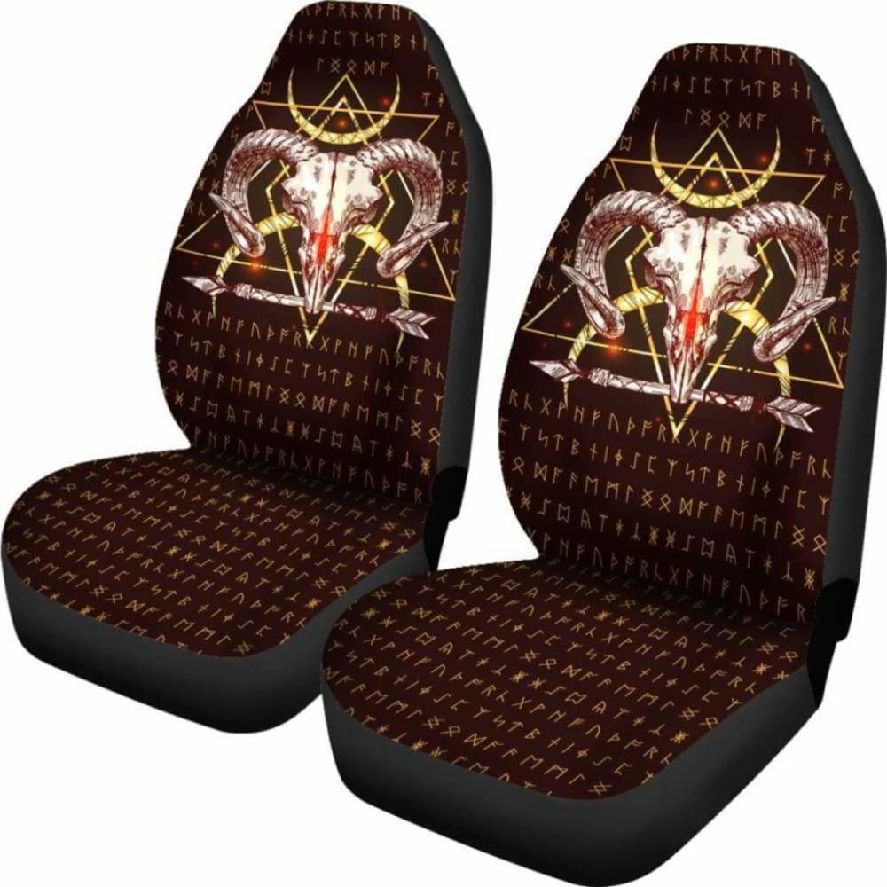 Viking Baphomet Skull Car Seat Covers 105905 - YourCarButBetter