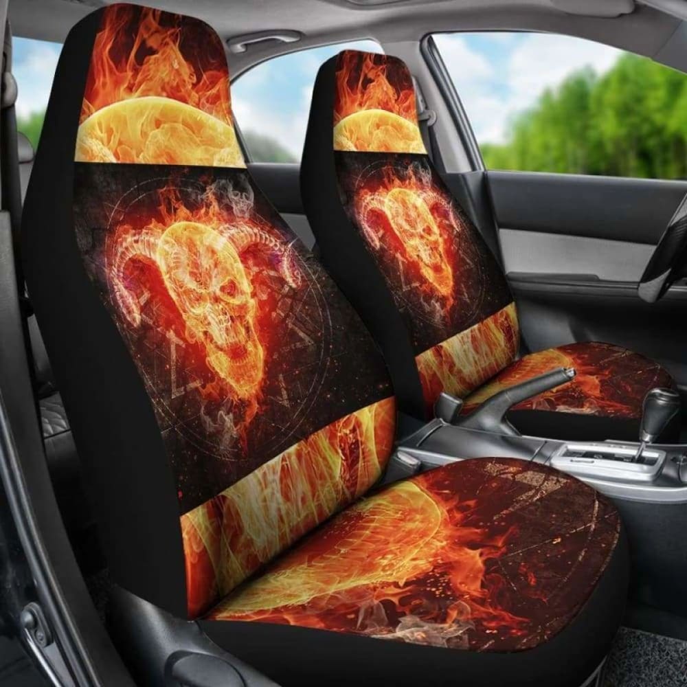 Viking Baphomet Skull Car Seat Covers 105905 - YourCarButBetter