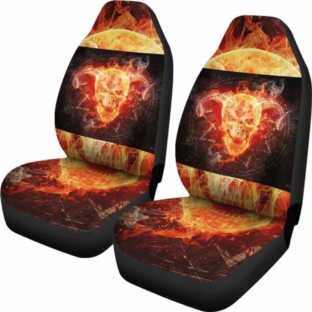Viking Baphomet Skull Car Seat Covers 105905 - YourCarButBetter