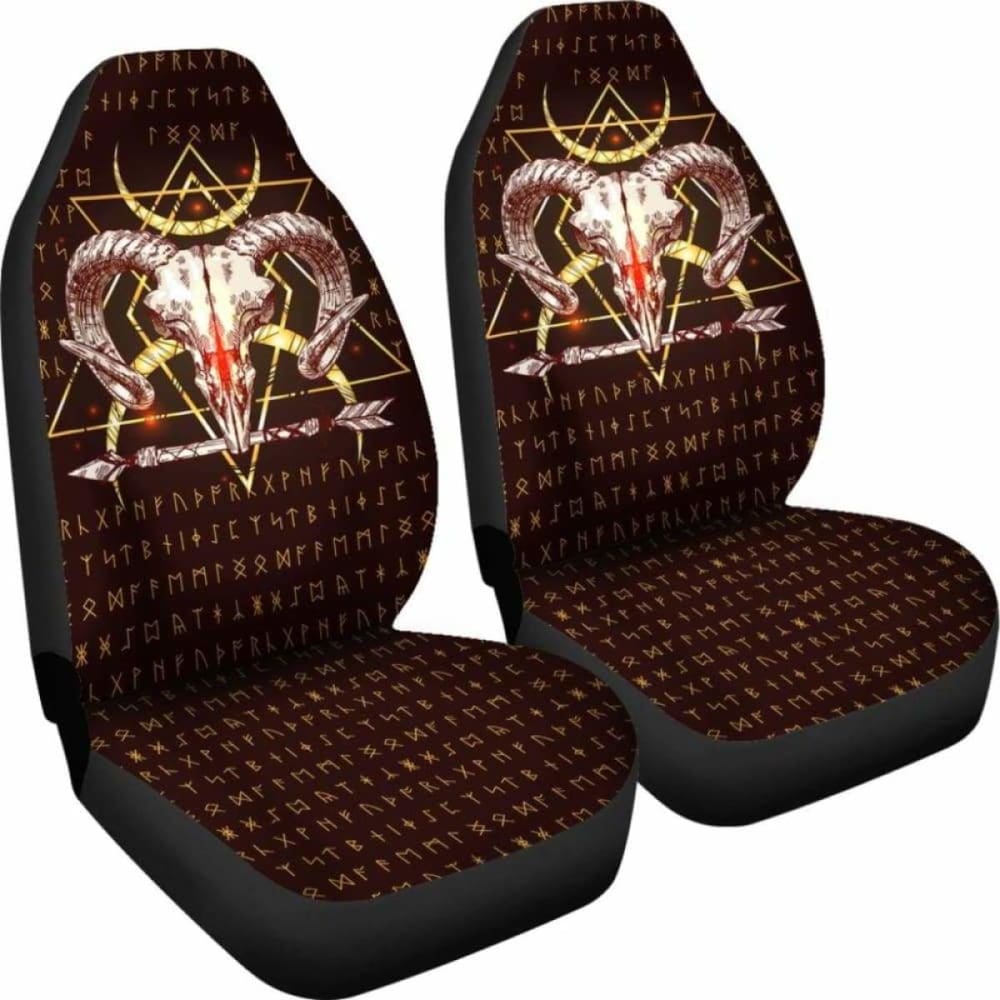 Viking Baphomet Skull Car Seat Covers 105905 - YourCarButBetter