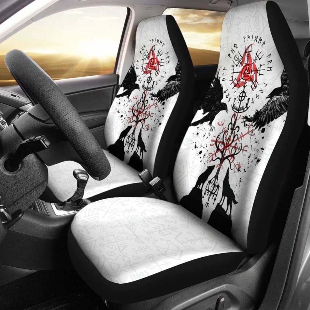 Viking Car Seat Cover Vegvisir Hugin And Munin With Fenrir Yggdrasil 144909