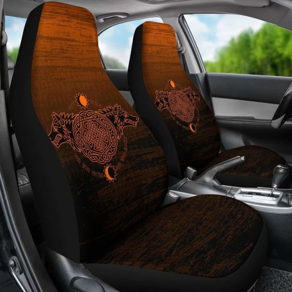 Viking Car Seat Covers Hati And Skoll Orange 105905 - YourCarButBetter