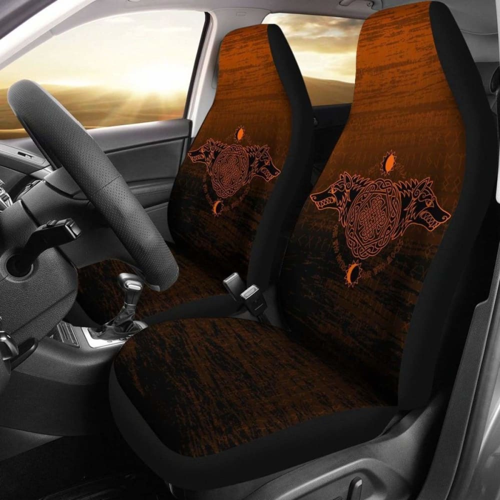 Viking Car Seat Covers Hati And Skoll Orange 105905 - YourCarButBetter