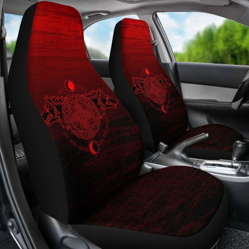 Viking Car Seat Covers Hati And Skoll Red 105905 - YourCarButBetter