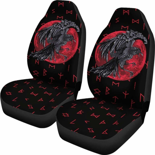 Viking Car Seat Covers Odin Raven With Blood Moon Amazing 144909