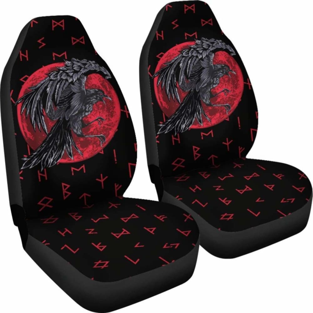 Viking Car Seat Covers Odin Raven With Blood Moon Amazing 144909