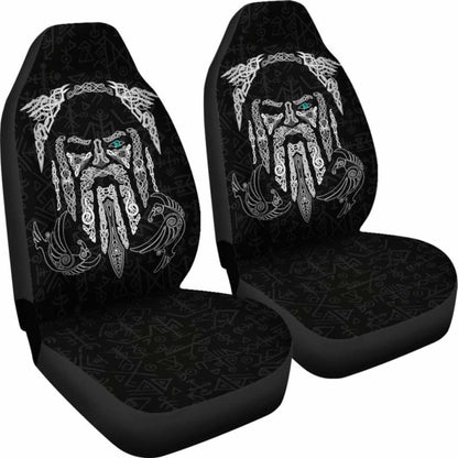 Viking Car Seat Covers Odin’S Eye With Raven 1 105905 - YourCarButBetter