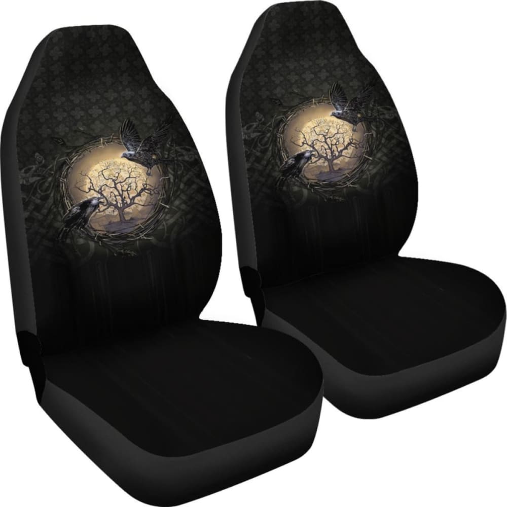 Viking Car Seat Covers Odin’S Raven Tree Of Life Valknut Rune Circle 144909