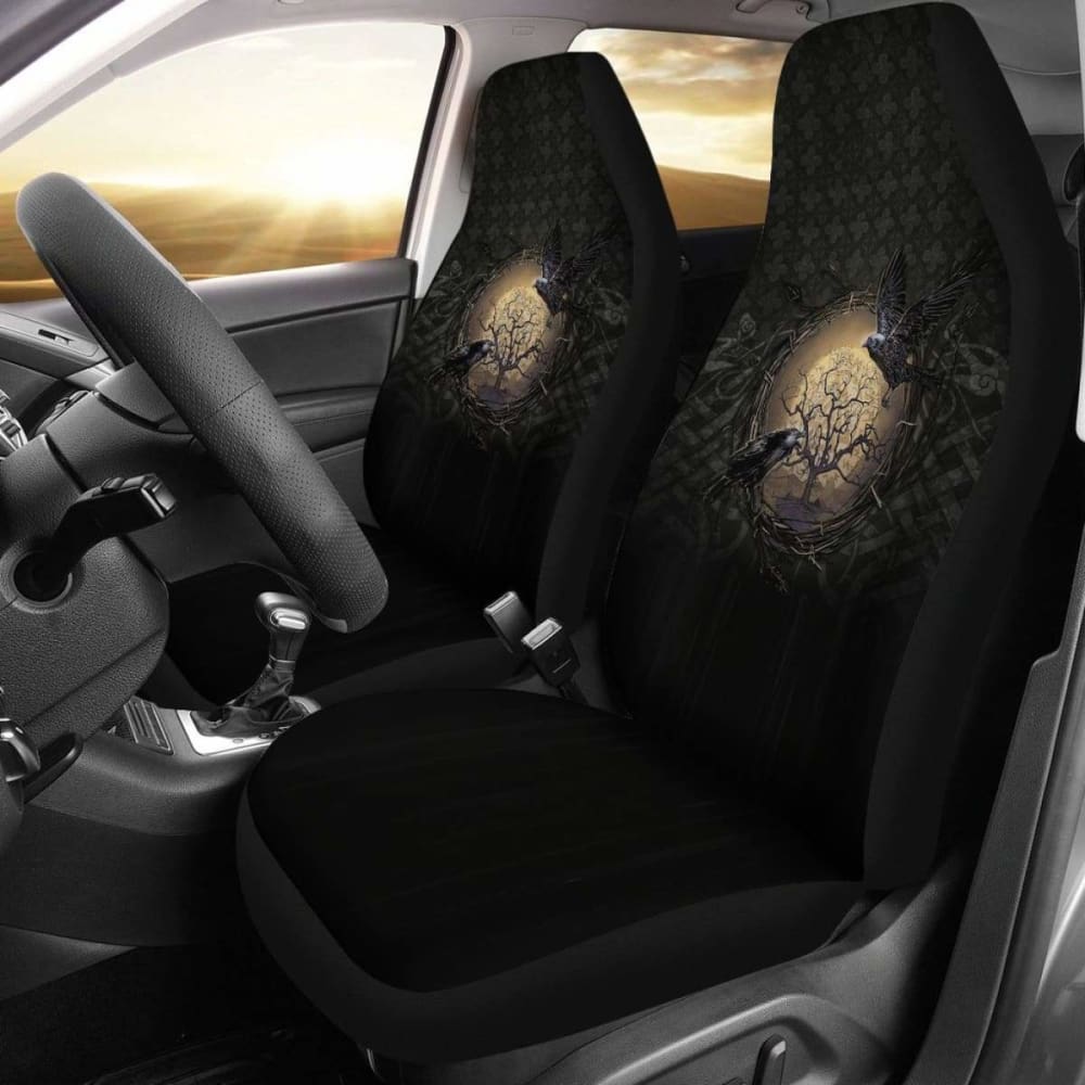 Viking Car Seat Covers Odin’S Raven Tree Of Life Valknut Rune Circle 144909