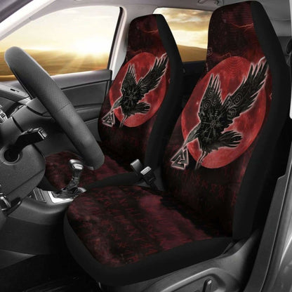 Viking Car Seat Covers Raven Helm Of Awe Valknut Mjolnir Rune 7 110424 - YourCarButBetter