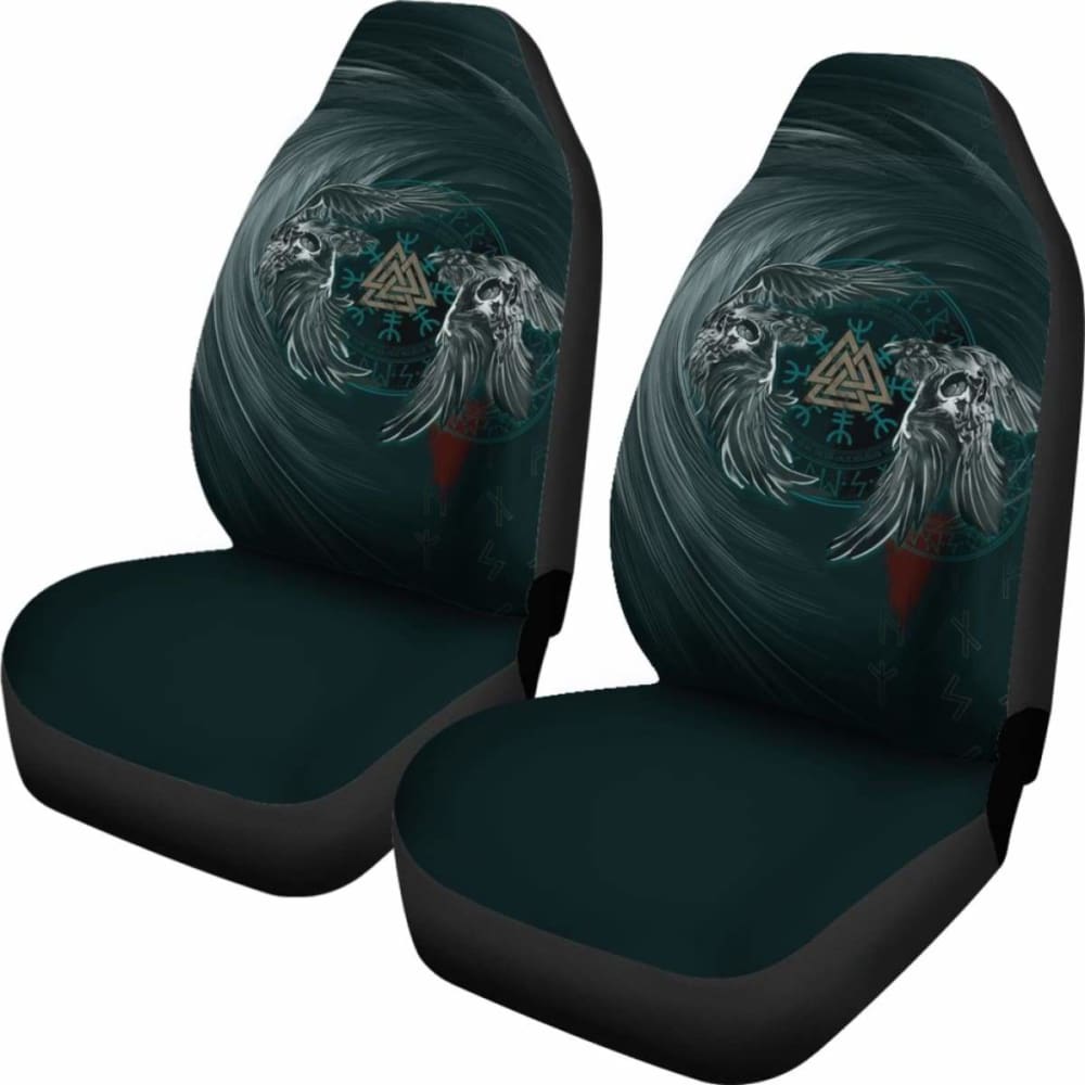 Viking Car Seat Covers Ravens Skull Tattoo9 105905 - YourCarButBetter