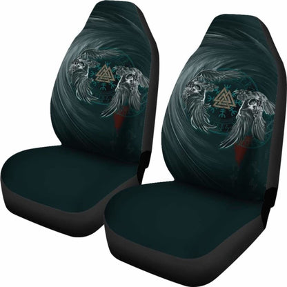 Viking Car Seat Covers Ravens Skull Tattoo9 105905 - YourCarButBetter
