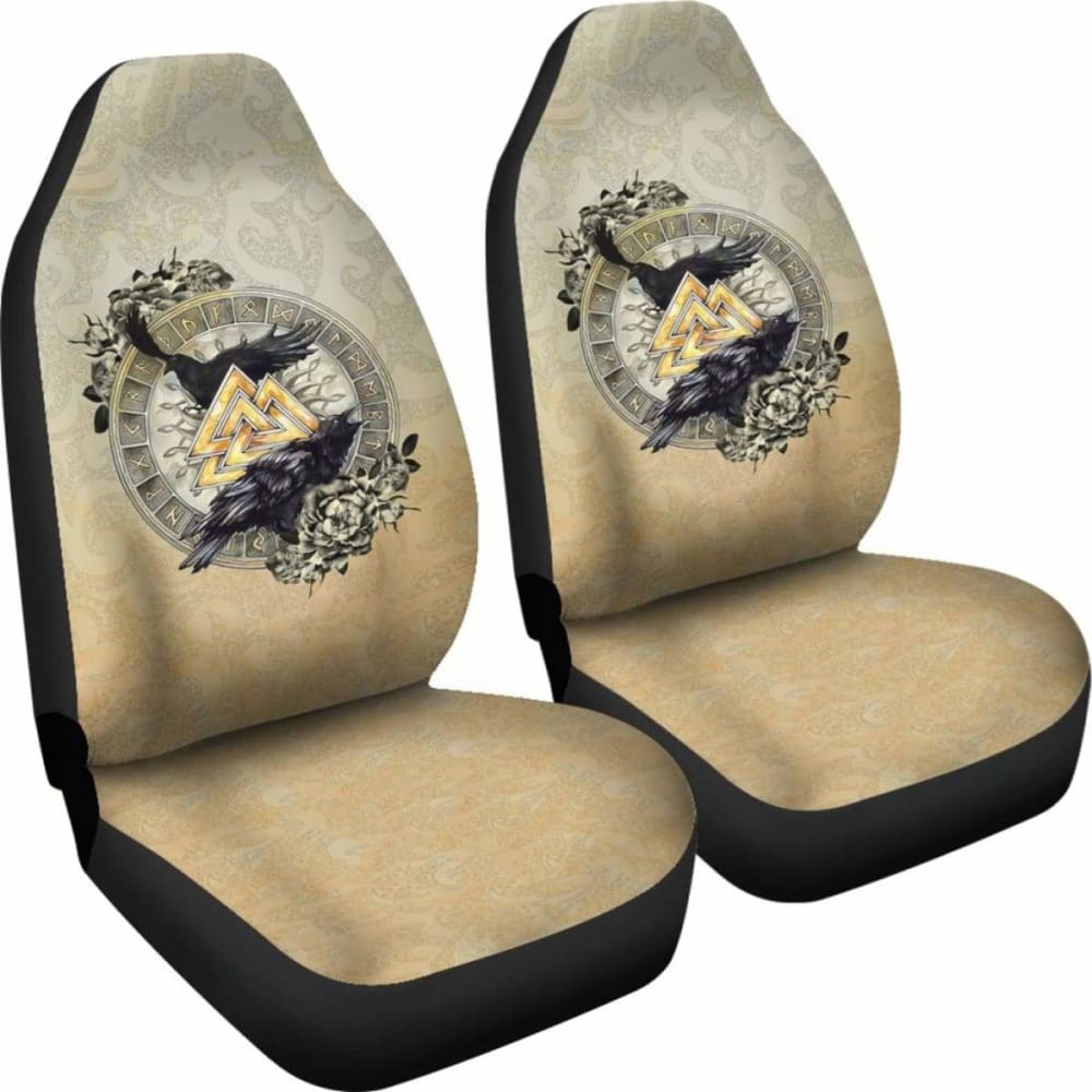 Viking Car Set Covers Odin’S Raven Valknut 144909