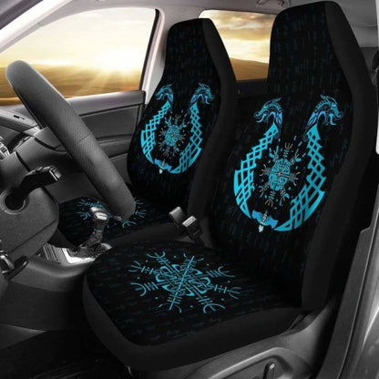 Viking Dragon Helm Of Awe Aegishjalmur Car Seat Covers 144909