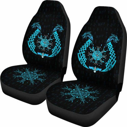 Viking Dragon Helm Of Awe Aegishjalmur Car Seat Covers 144909