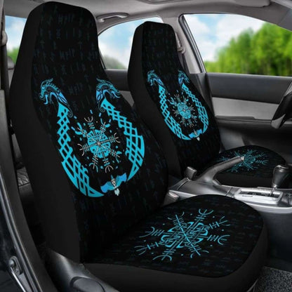 Viking Dragon Helm Of Awe Aegishjalmur Car Seat Covers 144909