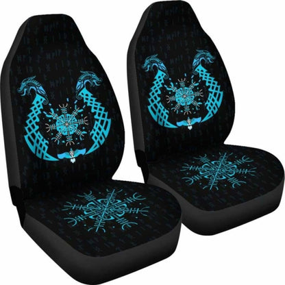Viking Dragon Helm Of Awe Aegishjalmur Car Seat Covers 144909