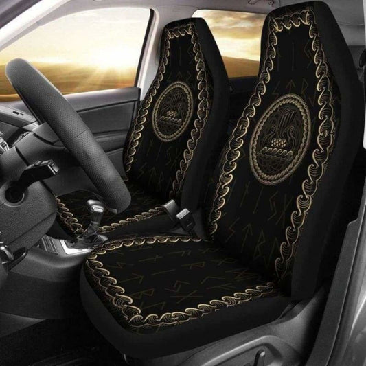 Viking Drakkar Longship Tree Of Life Car Seat Covers 110424 - YourCarButBetter