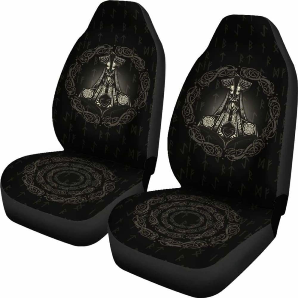 Viking Mjolnir Hammer Rune Car Seat Covers 110424 - YourCarButBetter