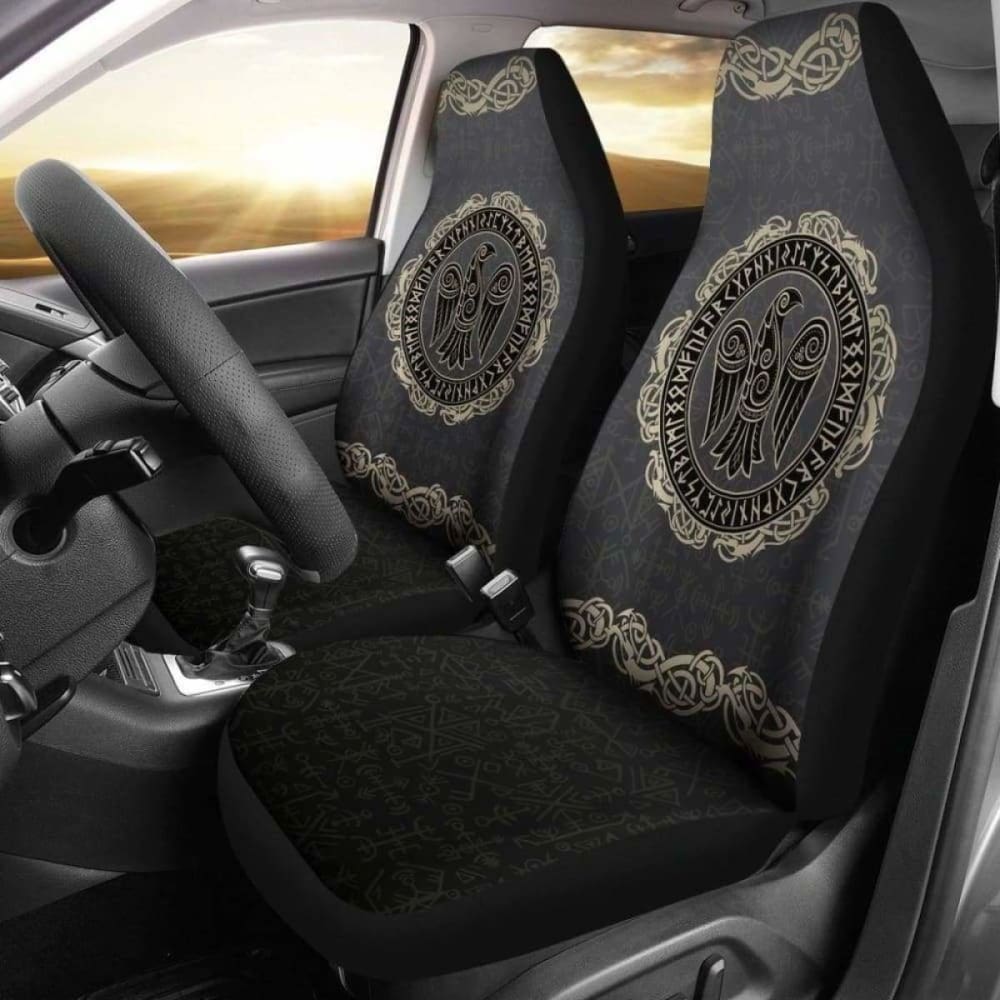 Viking Odin’S Raven Rune Circle Car Seat Covers 144909