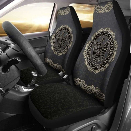Viking Odin’S Raven Rune Circle Car Seat Covers 144909