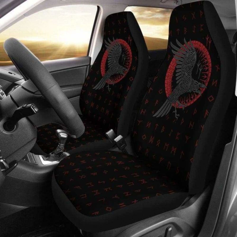 Viking Ragnar’S Raven Rune Car Seat Covers 144909