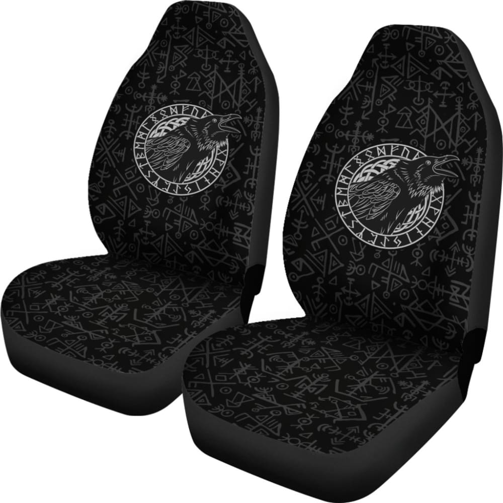 Viking Raven Odin Vegvisir Symbol Car Seat Covers 212802 - YourCarButBetter