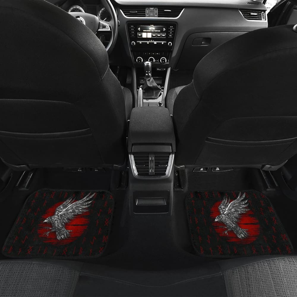 Viking Raven Red Rune Car Floor Mats 211405 - YourCarButBetter