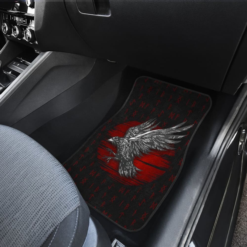 Viking Raven Red Rune Car Floor Mats 211405 - YourCarButBetter
