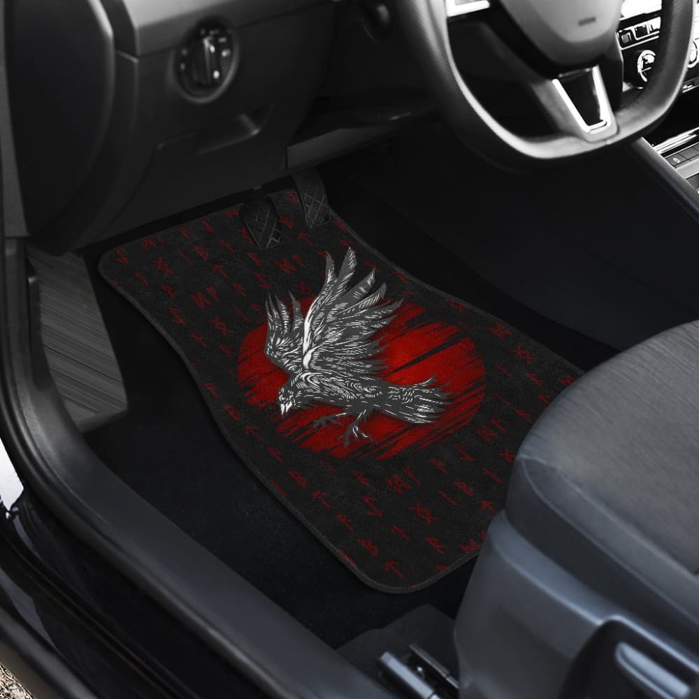Viking Raven Red Rune Car Floor Mats 211405 - YourCarButBetter