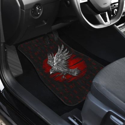 Viking Raven Red Rune Car Floor Mats 211405 - YourCarButBetter
