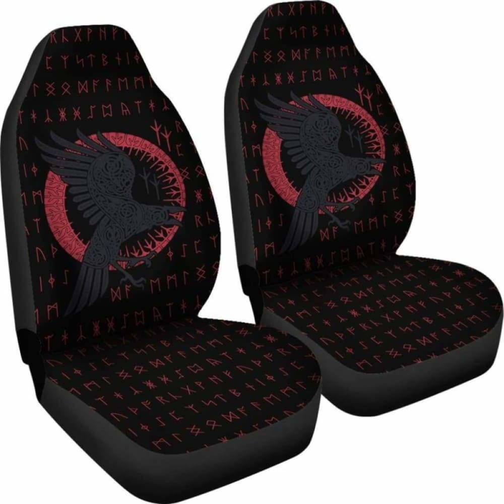 Viking Raven With Rune Car Seat Covers 105905 - YourCarButBetter