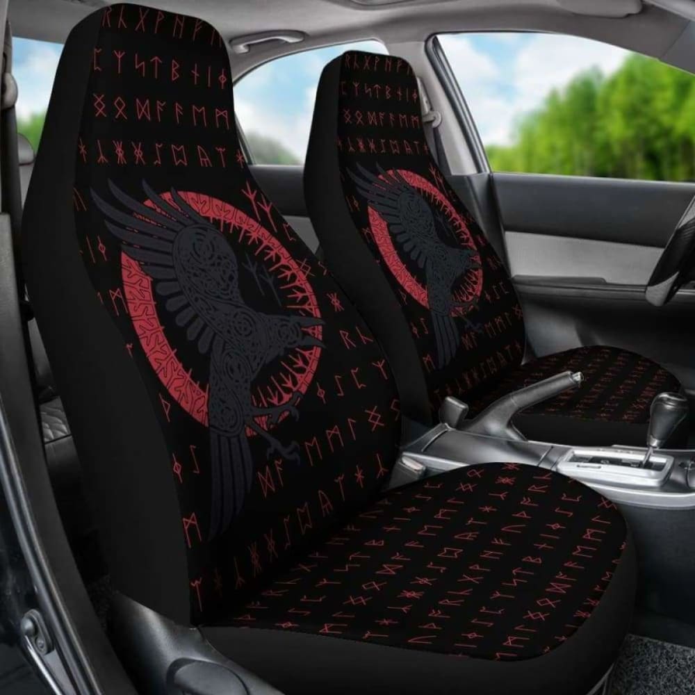 Viking Raven With Rune Car Seat Covers 105905 - YourCarButBetter