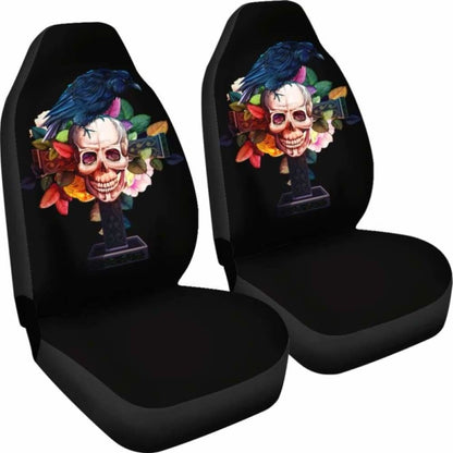 Viking Raven With Skull Car Seat Covers 105905 - YourCarButBetter
