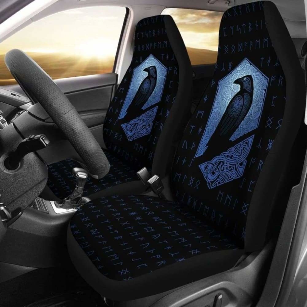Viking Rune With Raven Car Seat Covers 105905 - YourCarButBetter
