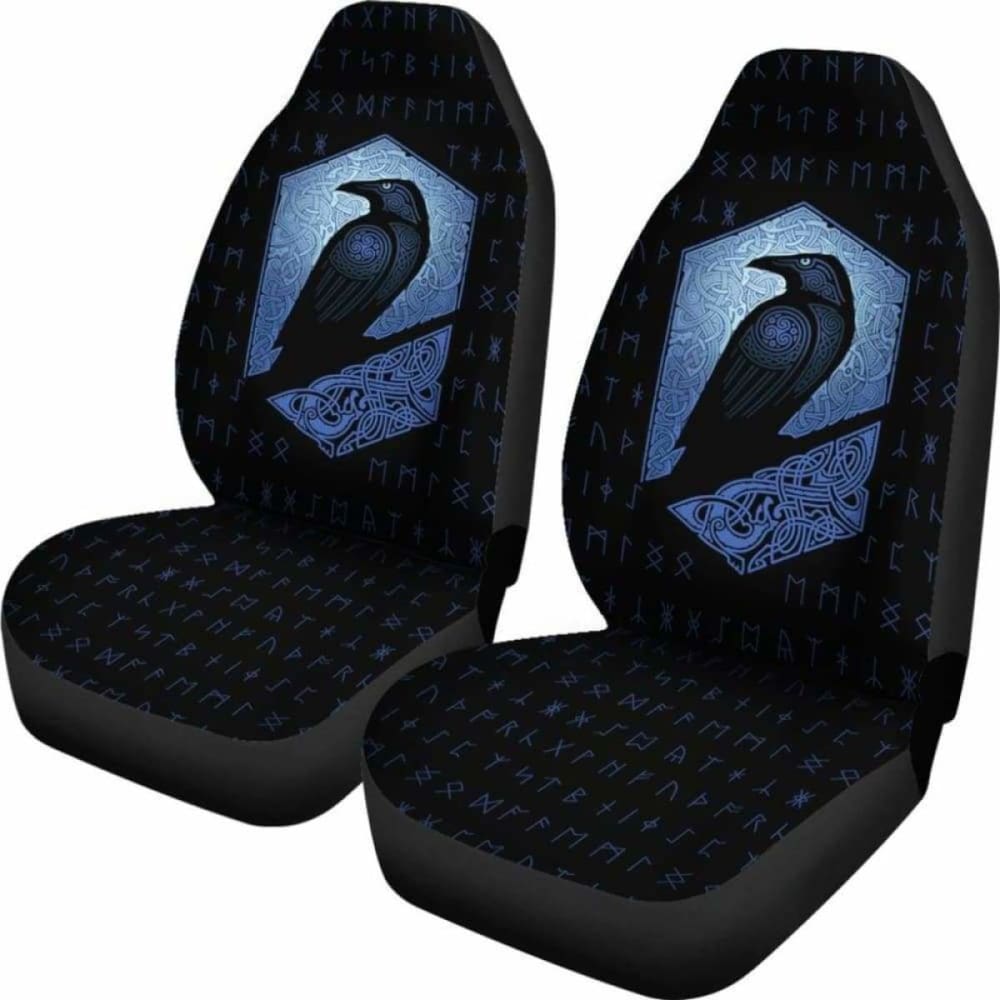 Viking Rune With Raven Car Seat Covers 105905 - YourCarButBetter