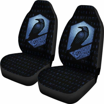 Viking Rune With Raven Car Seat Covers 105905 - YourCarButBetter