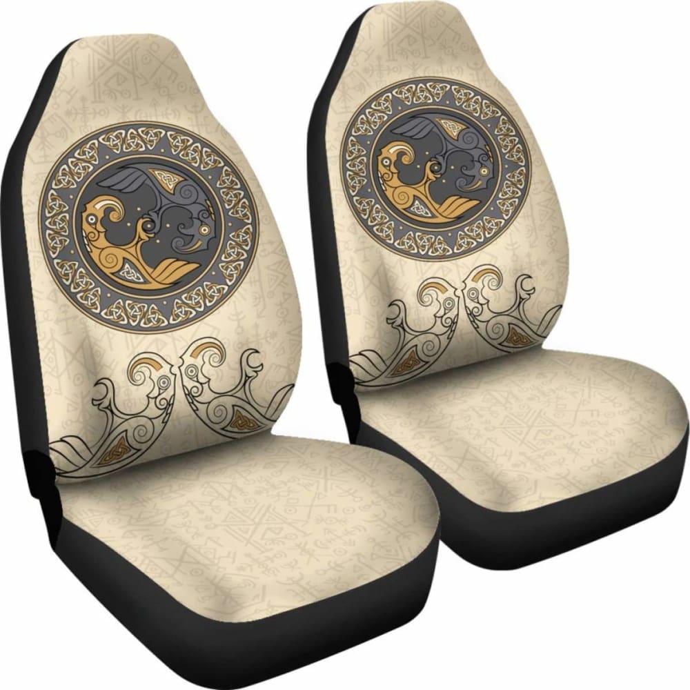 Viking Shield With Twins Ravens God Of Odin Car Seat Covers 144909