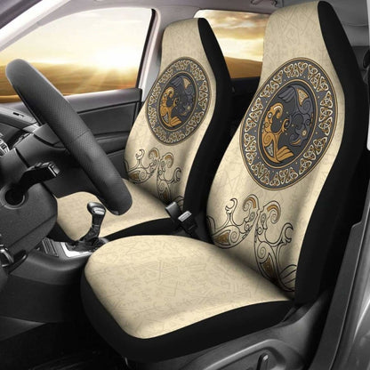 Viking Shield With Twins Ravens God Of Odin Car Seat Covers 144909