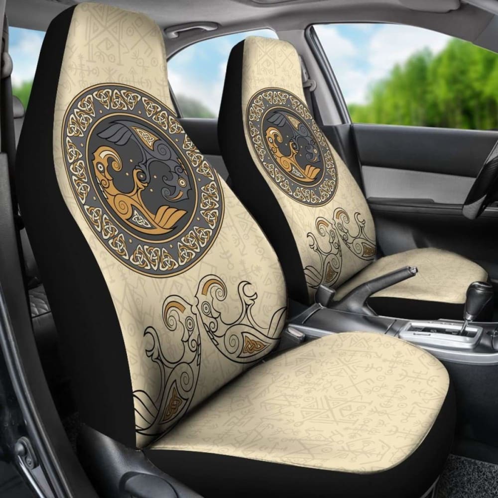Viking Shield With Twins Ravens God Of Odin Car Seat Covers 144909