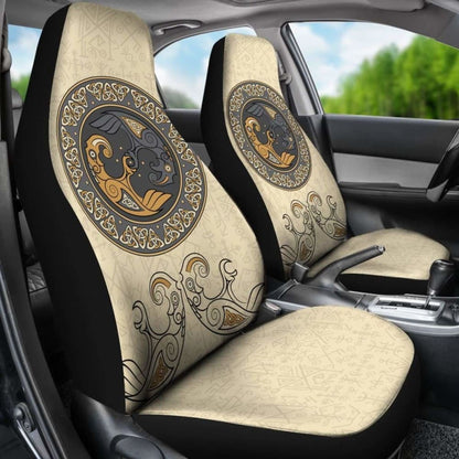 Viking Shield With Twins Ravens God Of Odin Car Seat Covers 144909