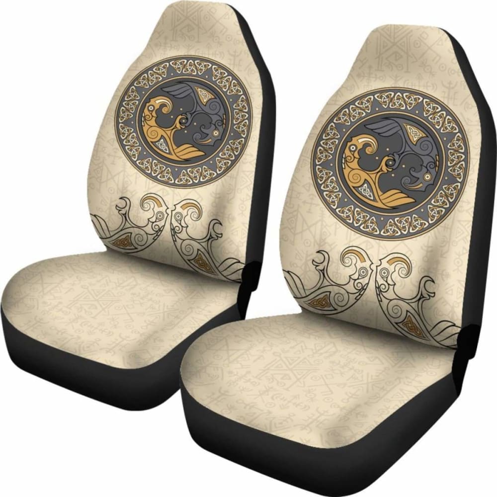 Viking Shield With Twins Ravens God Of Odin Car Seat Covers 144909