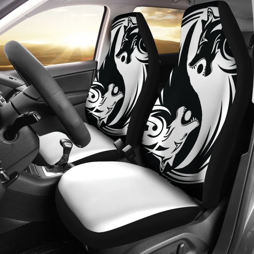 Viking Style Car Seat Cover - Ying Yang Wolf 1 174510 - YourCarButBetter